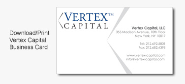 Click here to download/print Vertex Capital business Card